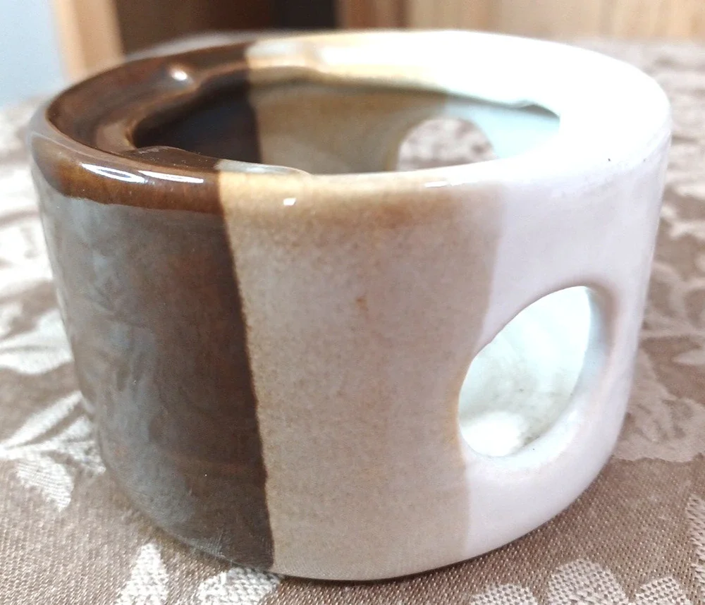 VTG Enterprise Glazed Brown Pottery Ceramic Wax Melt Warmer Tea Light Holder 2x3